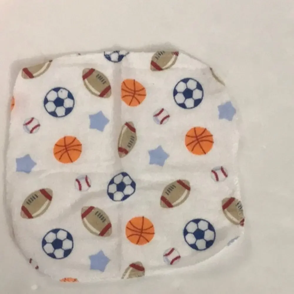 Baby Washcloths NEW 12 Assorted  Blue/Orange Sports Bath Time  Body Care Travel